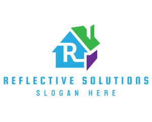 Colorful 3D House R logo design