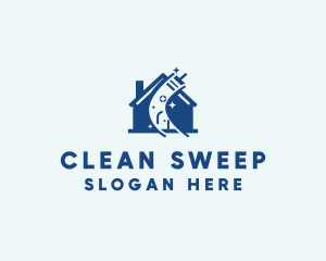 Blue House Cleaning logo design