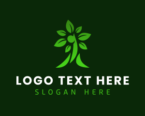 Green Human Tree Plant logo