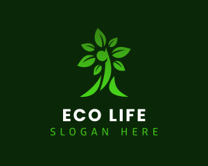 Green Human Tree Plant logo design