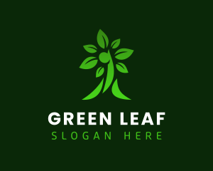 Green Human Tree Plant logo design