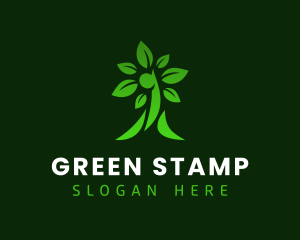 Green Human Tree Plant logo design