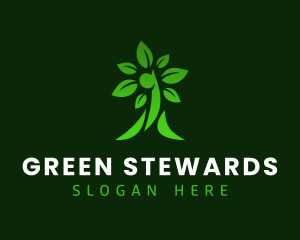 Green Human Tree Plant logo design