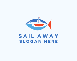 Sailboat Tuna Fish logo design