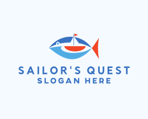 Sailboat Tuna Fish logo design