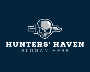 Hunter Skull Knife logo design