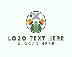 Chainsaw Lumberjack Tree logo