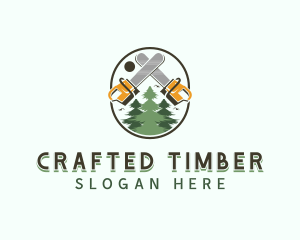 Chainsaw Lumberjack Tree logo design