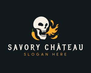 Skull Spicy Chili logo design