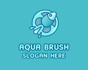 Aqua Fish Rocket logo design