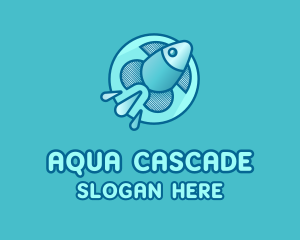 Aqua Fish Rocket logo design