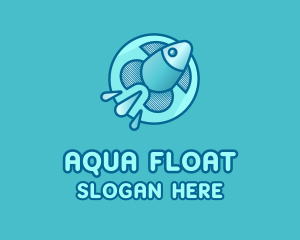 Aqua Fish Rocket logo design