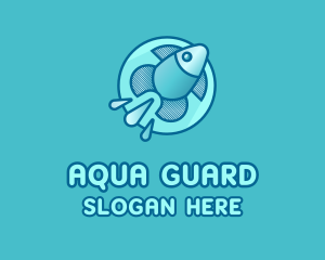 Aqua Fish Rocket logo design