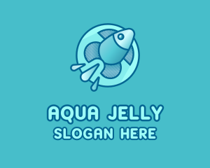 Aqua Fish Rocket logo design