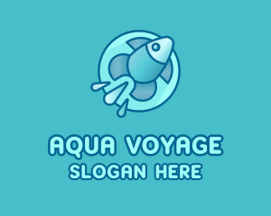 Aqua Fish Rocket logo design