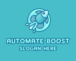 Aqua Fish Rocket logo design