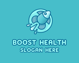 Aqua Fish Rocket logo design