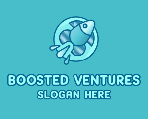 Aqua Fish Rocket logo design