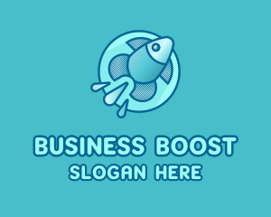 Aqua Fish Rocket logo design