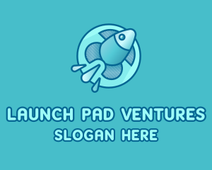 Aqua Fish Rocket logo design