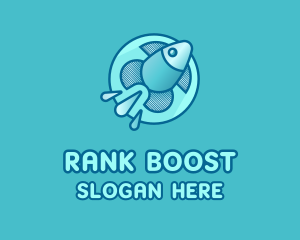 Aqua Fish Rocket logo design