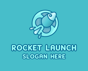 Aqua Fish Rocket logo design