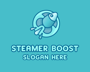 Aqua Fish Rocket logo design