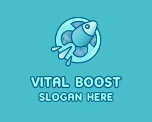 Aqua Fish Rocket logo design