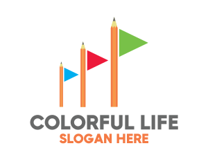 Colorful Flag Pencil logo design