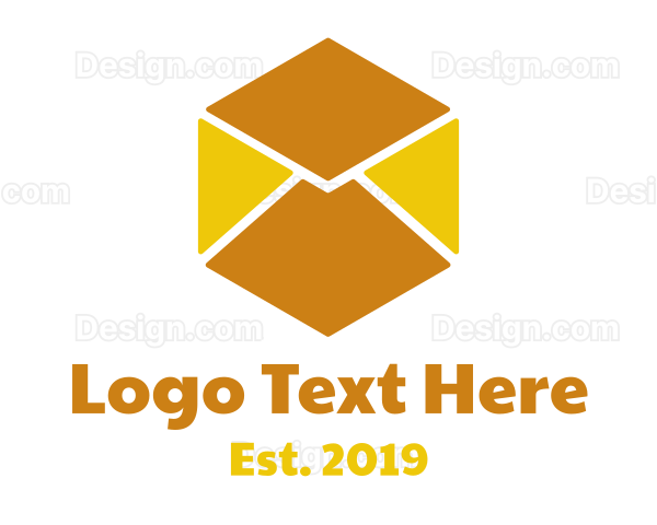 Golden Envelope Cube Logo