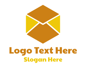 Golden Envelope Cube Logo