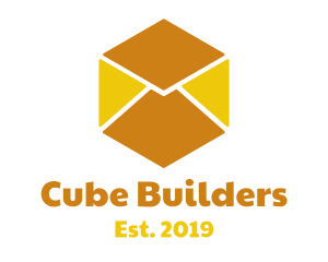 Golden Envelope Cube logo design