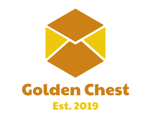 Golden Envelope Cube logo design