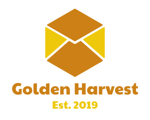 Golden Envelope Cube logo design