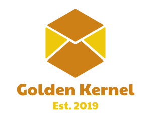 Golden Envelope Cube logo design