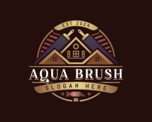 Paint Brush Hammer Renovation logo design