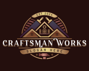 Paint Brush Hammer Renovation logo design