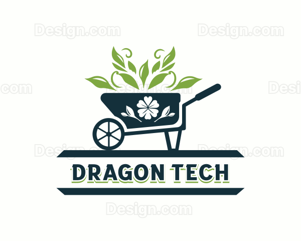 Wheelbarrow Landscaping Garden Logo