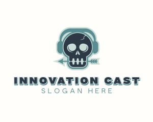 Skull Headphones Podcast logo design