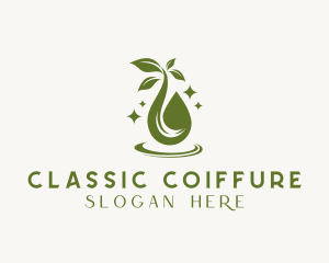 Organic Leaf Oil Droplet logo design