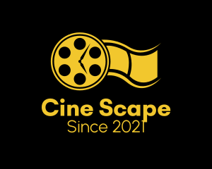 Clock Cinema Reel  logo design