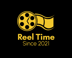 Clock Cinema Reel  logo design