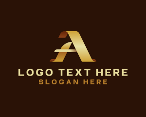 Luxury Ribbon Scroll Letter A logo