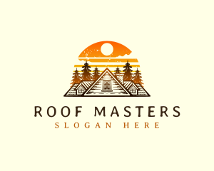 Pine Tree House Roof Sunset logo