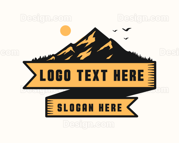 Mountain Camping Ribbon Logo