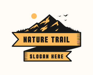 Mountain Camping Ribbon  logo design