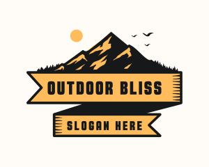 Mountain Camping Ribbon  logo design