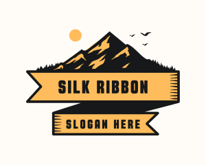 Mountain Camping Ribbon  logo design