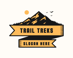 Mountain Camping Ribbon  logo design