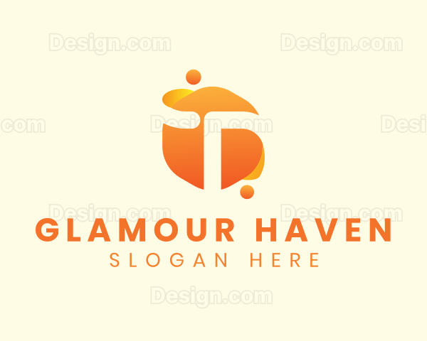 Orange Liquid Letter T Logo